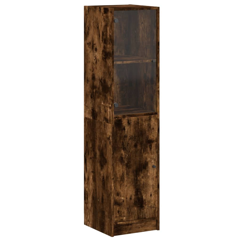 Visoka komoda sa staklenim vratima boja hrasta 35 x 37 x 142 cm
