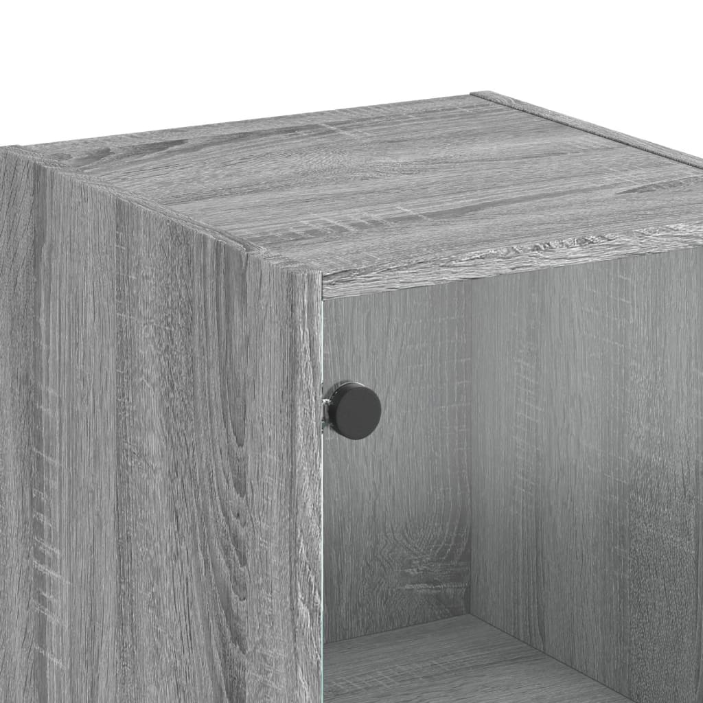 Visoka komoda sa staklenim vratima boja hrasta 35 x 37 x 142 cm
