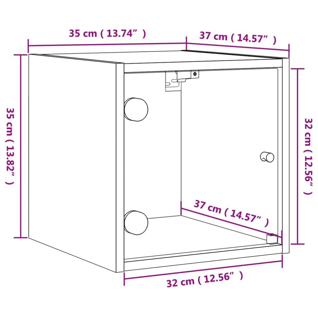Noćni ormarići staklena vrata 2 kom boja hrasta 35x37x35 cm