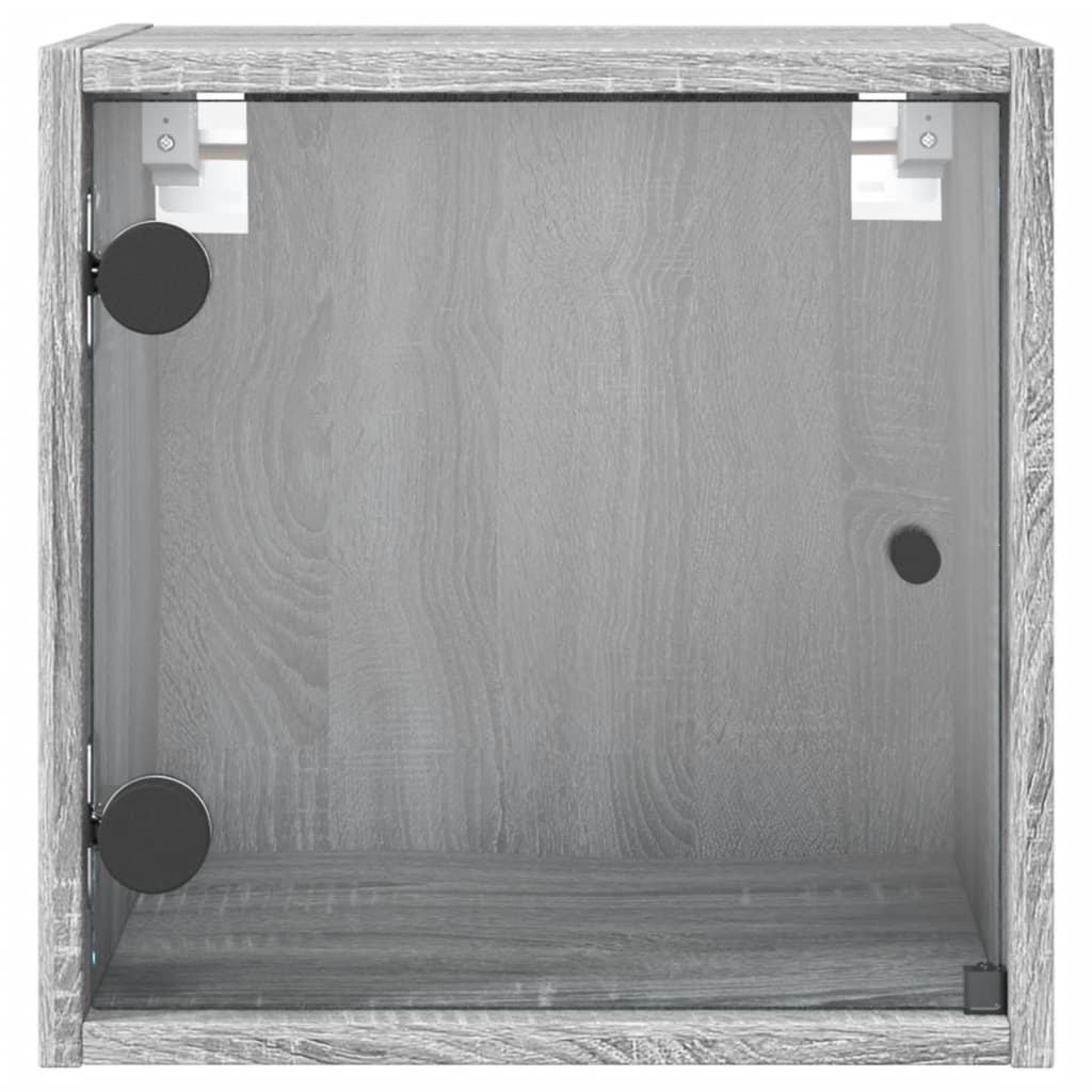 Noćni ormarići staklena vrata 2 kom boja hrasta 35x37x35 cm