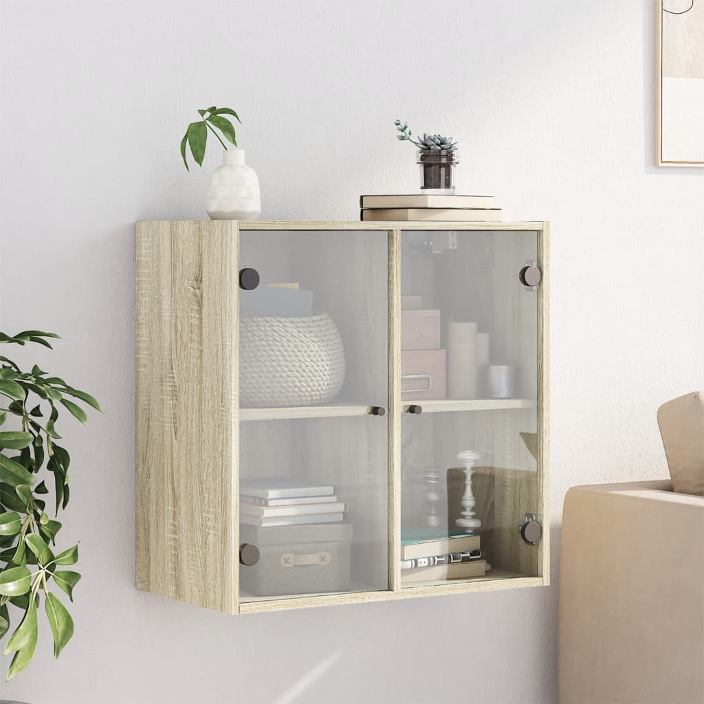 Zidni ormarić sa staklenim vratima boja hrasta 68x37x68,5 cm