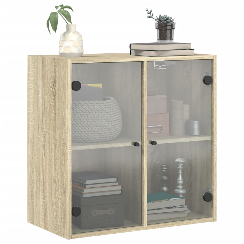 Zidni ormarić sa staklenim vratima boja hrasta 68x37x68,5 cm