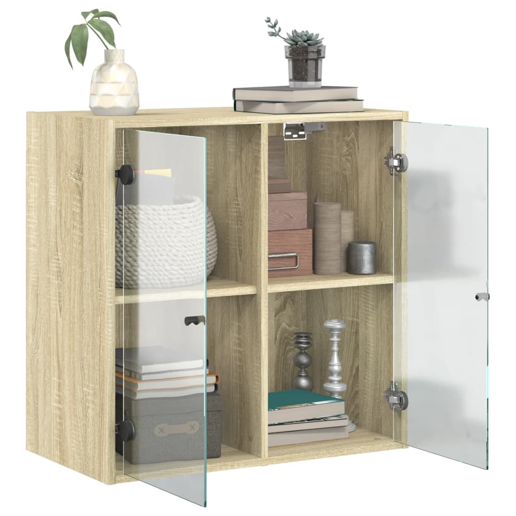 Zidni ormarić sa staklenim vratima boja hrasta 68x37x68,5 cm