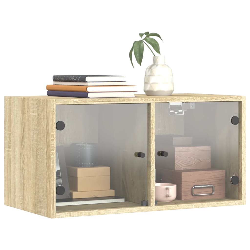 Zidni ormarići staklena vrata 2 kom boja hrasta 68,5x37x35 cm