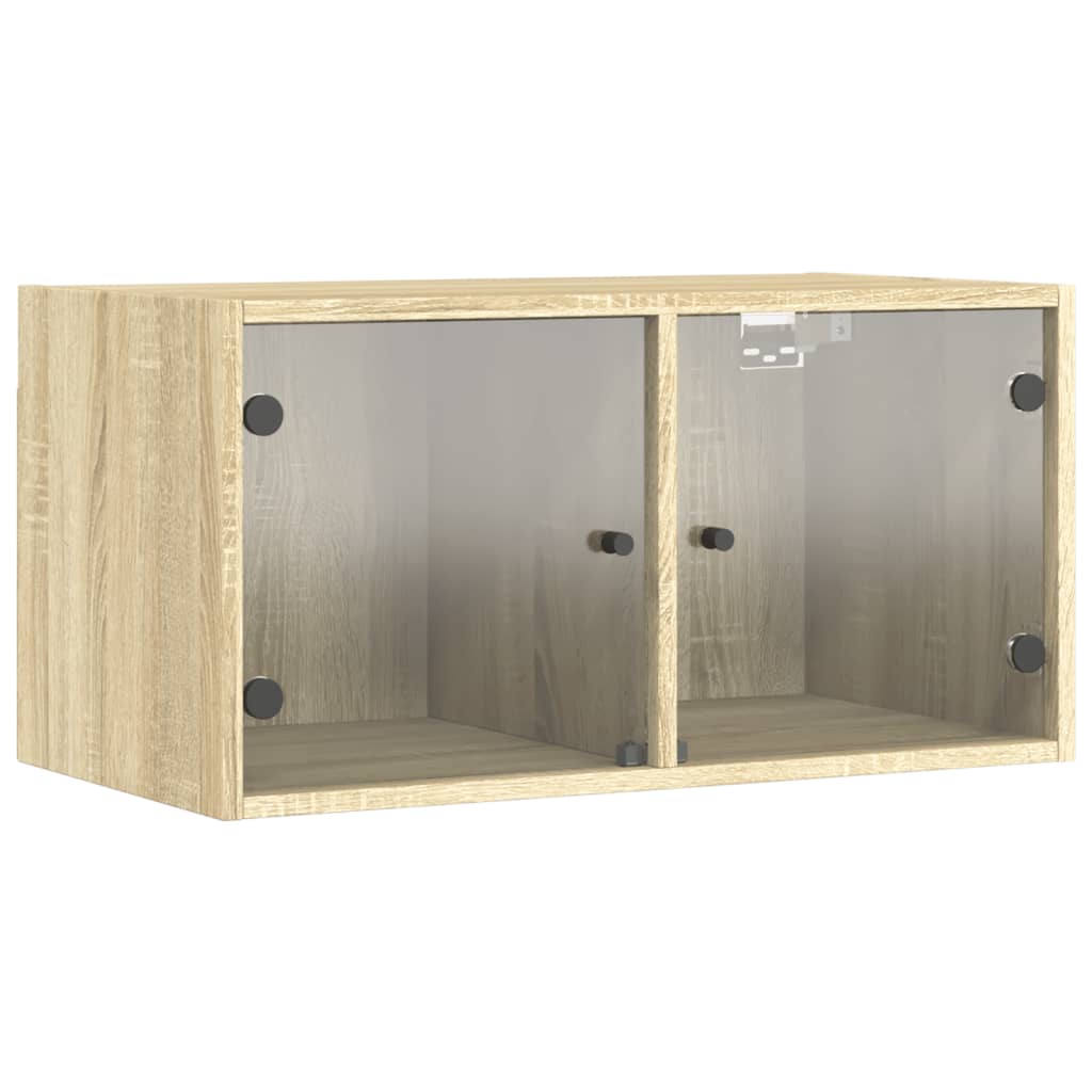 Zidni ormarići staklena vrata 2 kom boja hrasta 68,5x37x35 cm