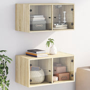 Zidni ormarići staklena vrata 2 kom boja hrasta 68,5x37x35 cm