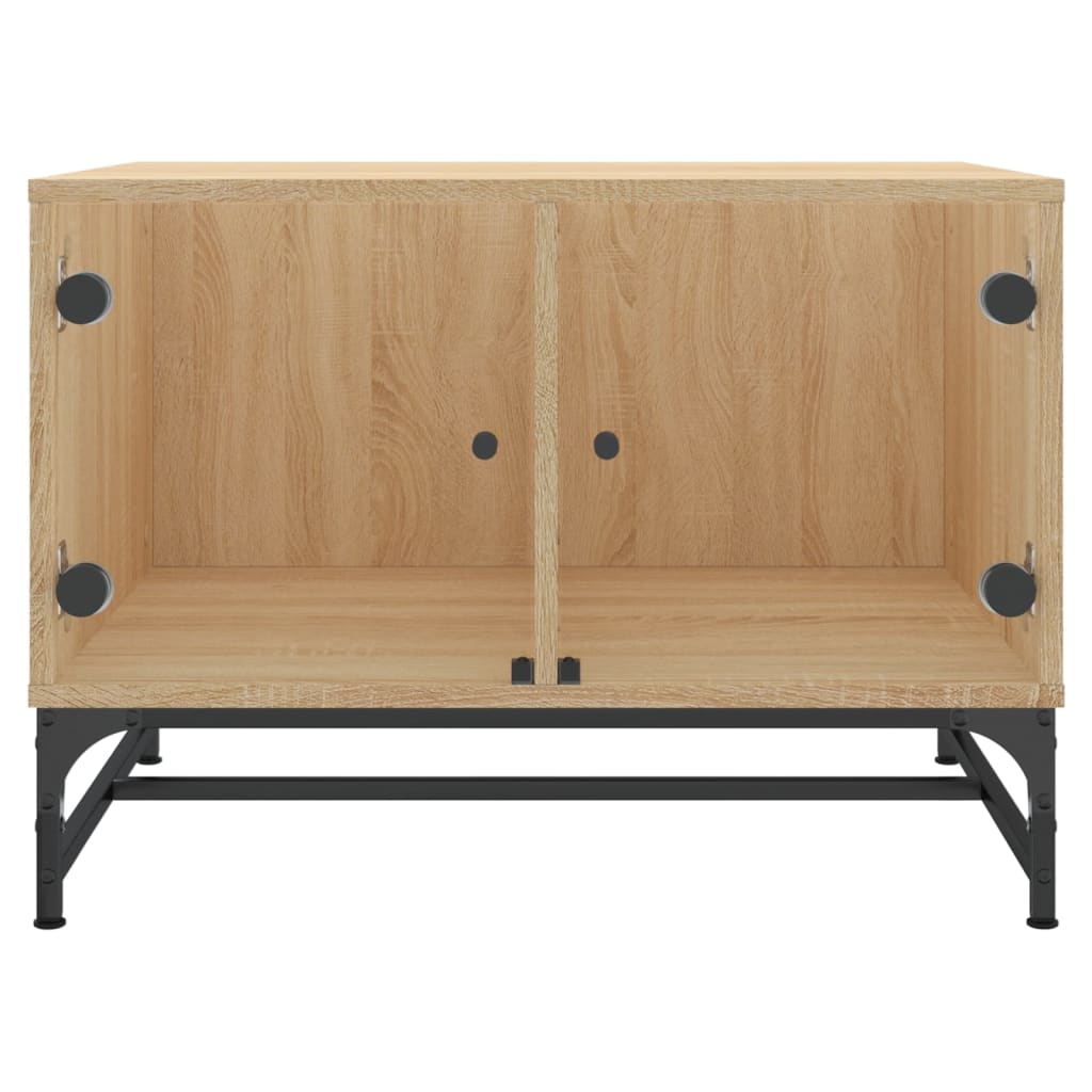 Stolić za kavu sa staklenim vratima boja hrasta 68,5x50x50 cm