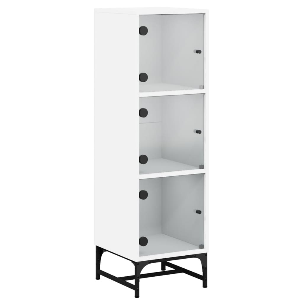 Visoka komoda sa staklenim vratima bijela 35 x 37 x 120 cm