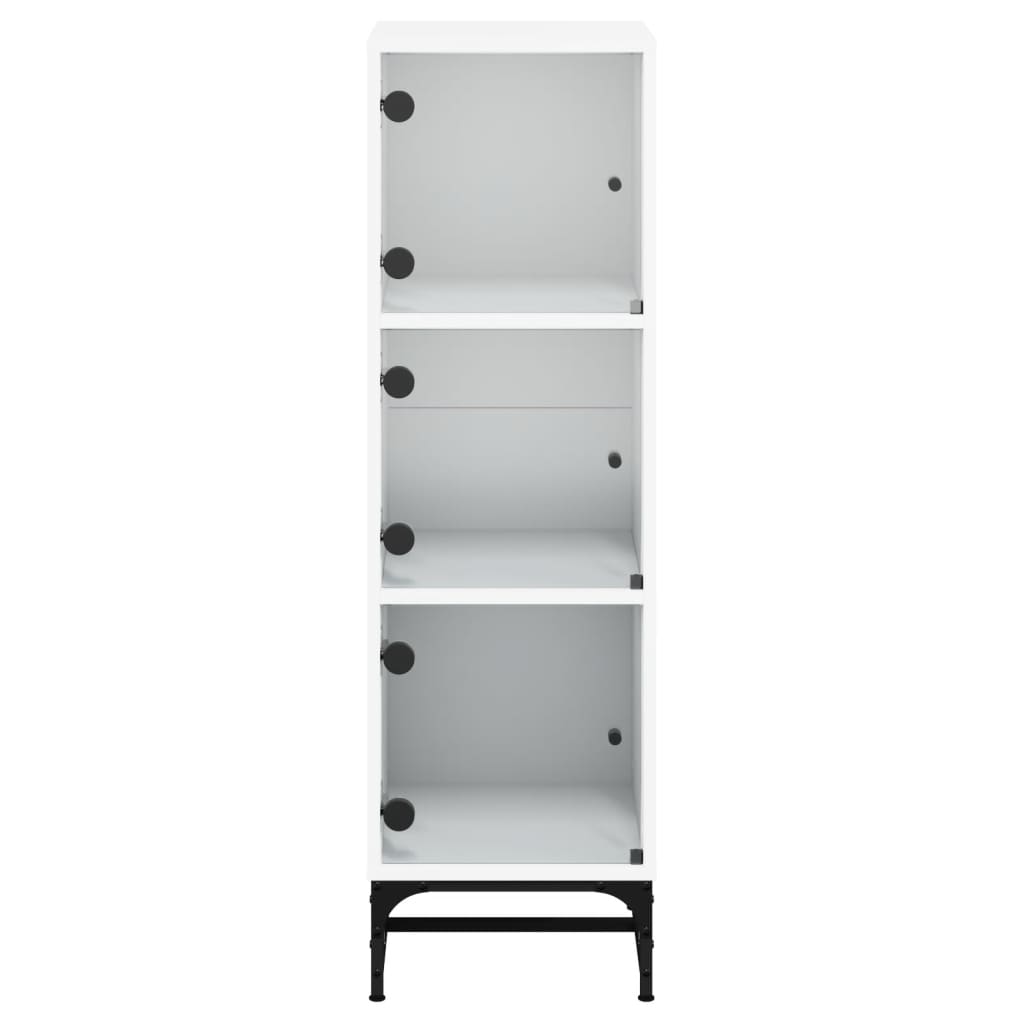 Visoka komoda sa staklenim vratima bijela 35 x 37 x 120 cm