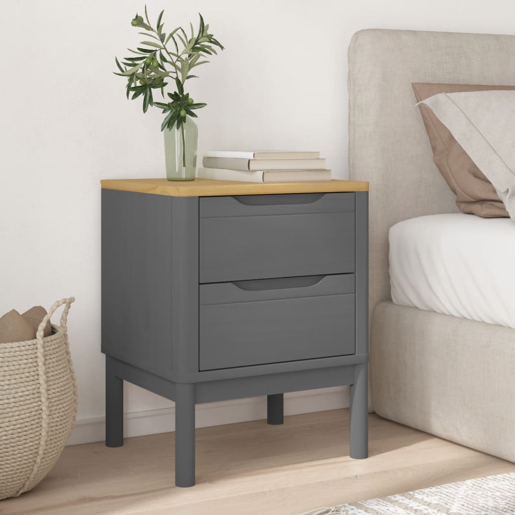 Noćni ormarić FLORO voštano sivi 45x39x57 cm masivna borovina