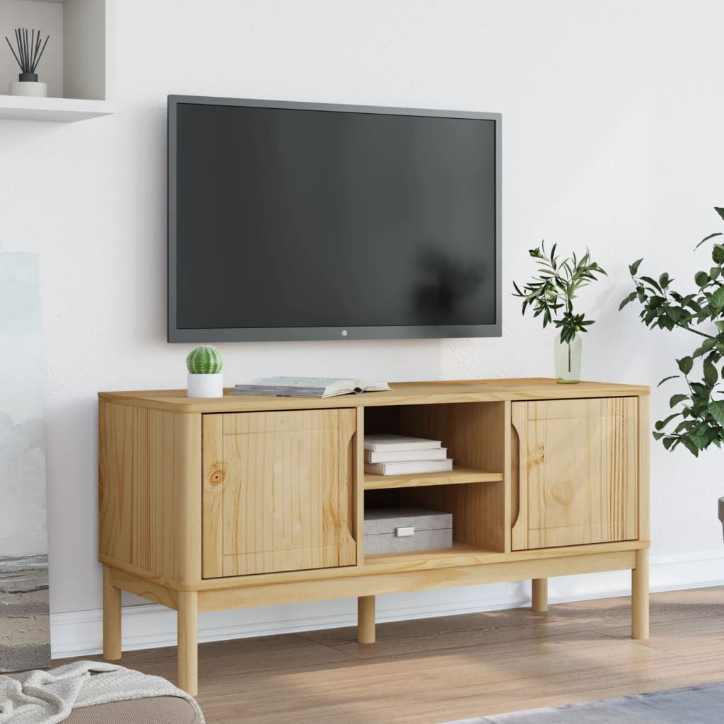 TV ormarić FLORO voštano smeđi 114x43x55 cm masivna borovina