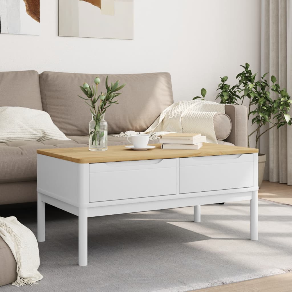 Stolić za kavu FLORO bijeli 99 x 55,5 x 45 cm od borovine