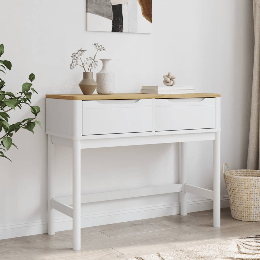 Konzolni stol FLORO bijeli 89,5x36,5x73 cm od masivne borovine
