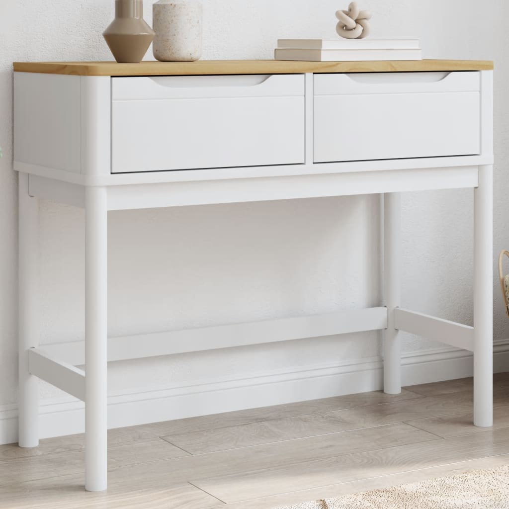 Konzolni stol FLORO bijeli 89,5x36,5x73 cm od masivne borovine
