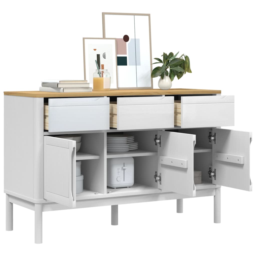 Komoda FLORO bijela 114 x 43 x 74 cm od masivne borovine