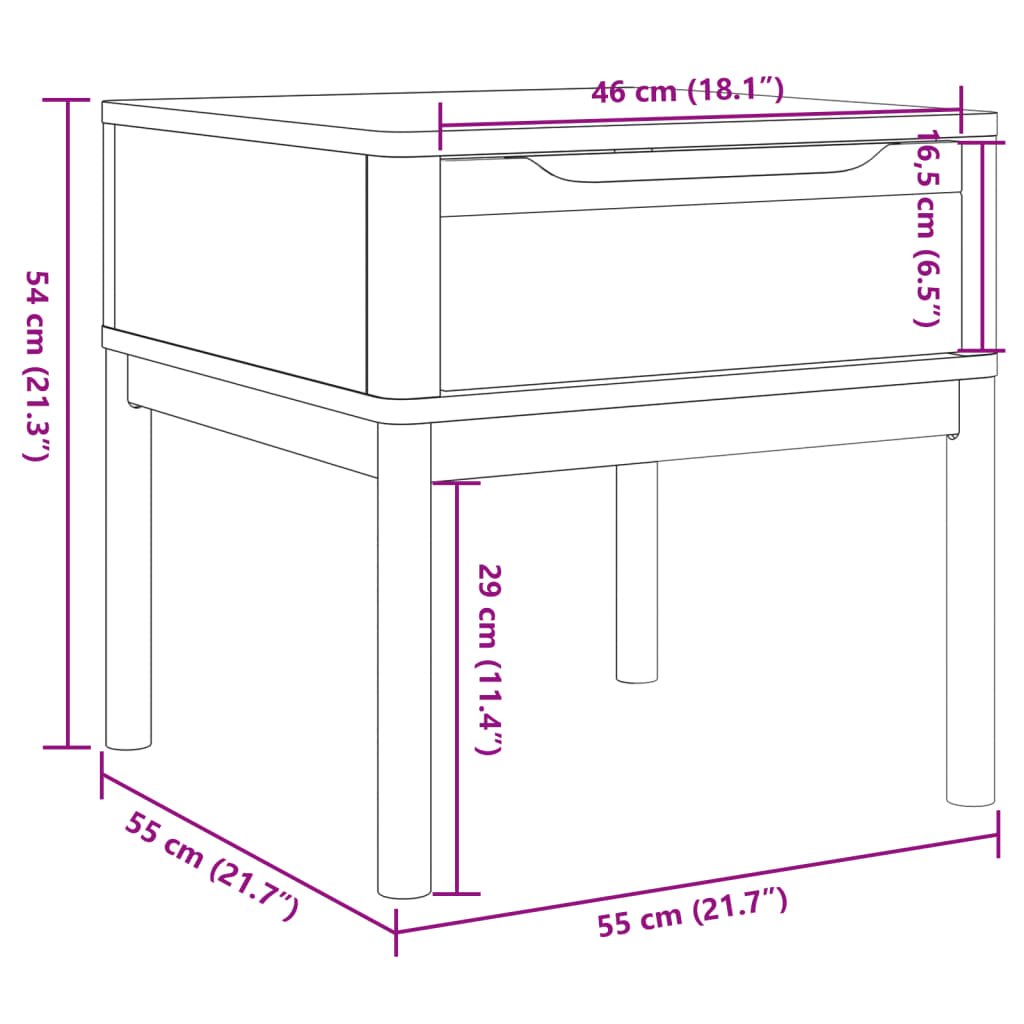 Stolić za lampu FLORO bijeli 55 x 55 x 54 cm od borovine