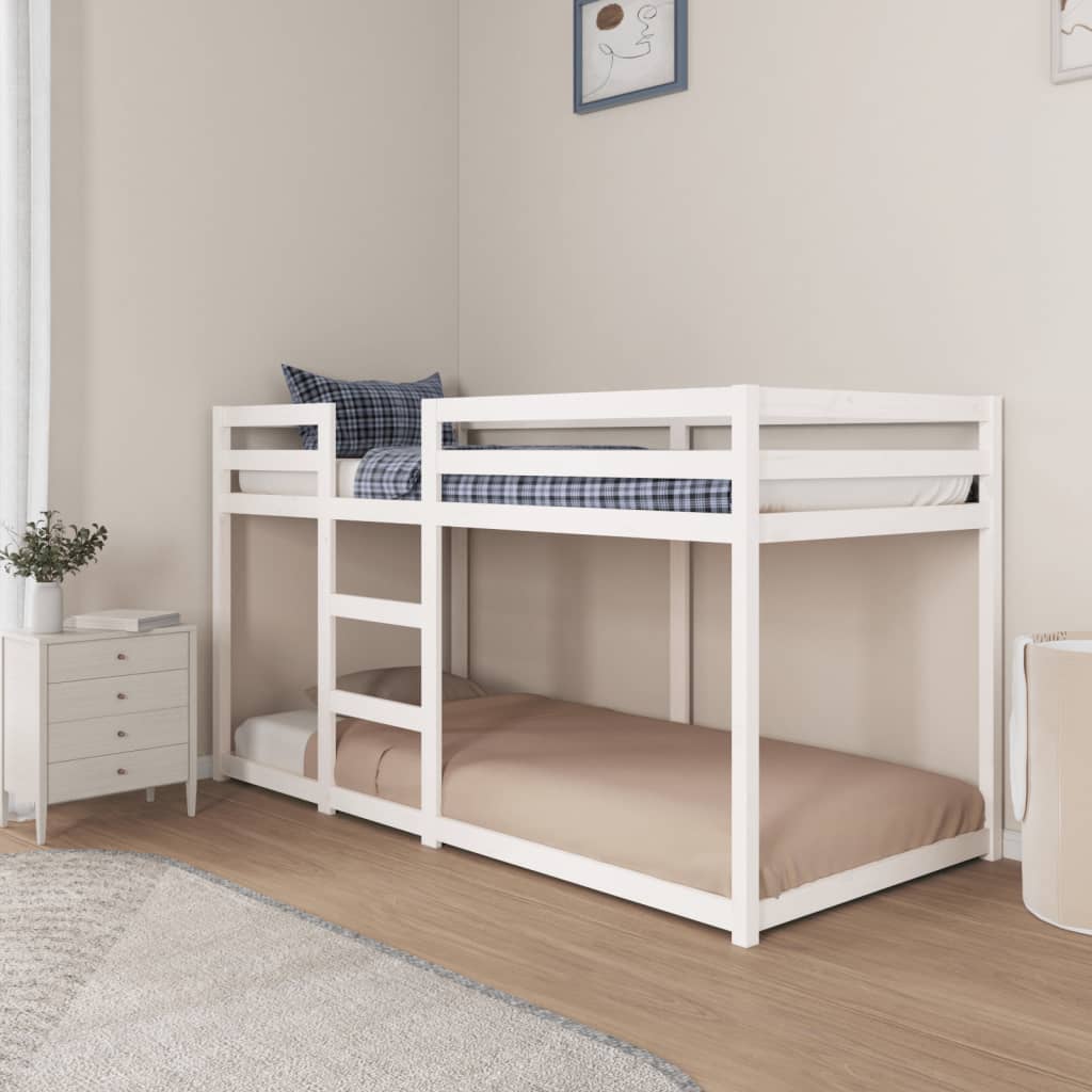 Krevet na kat bijeli 90 x 200 cm od masivne borovine