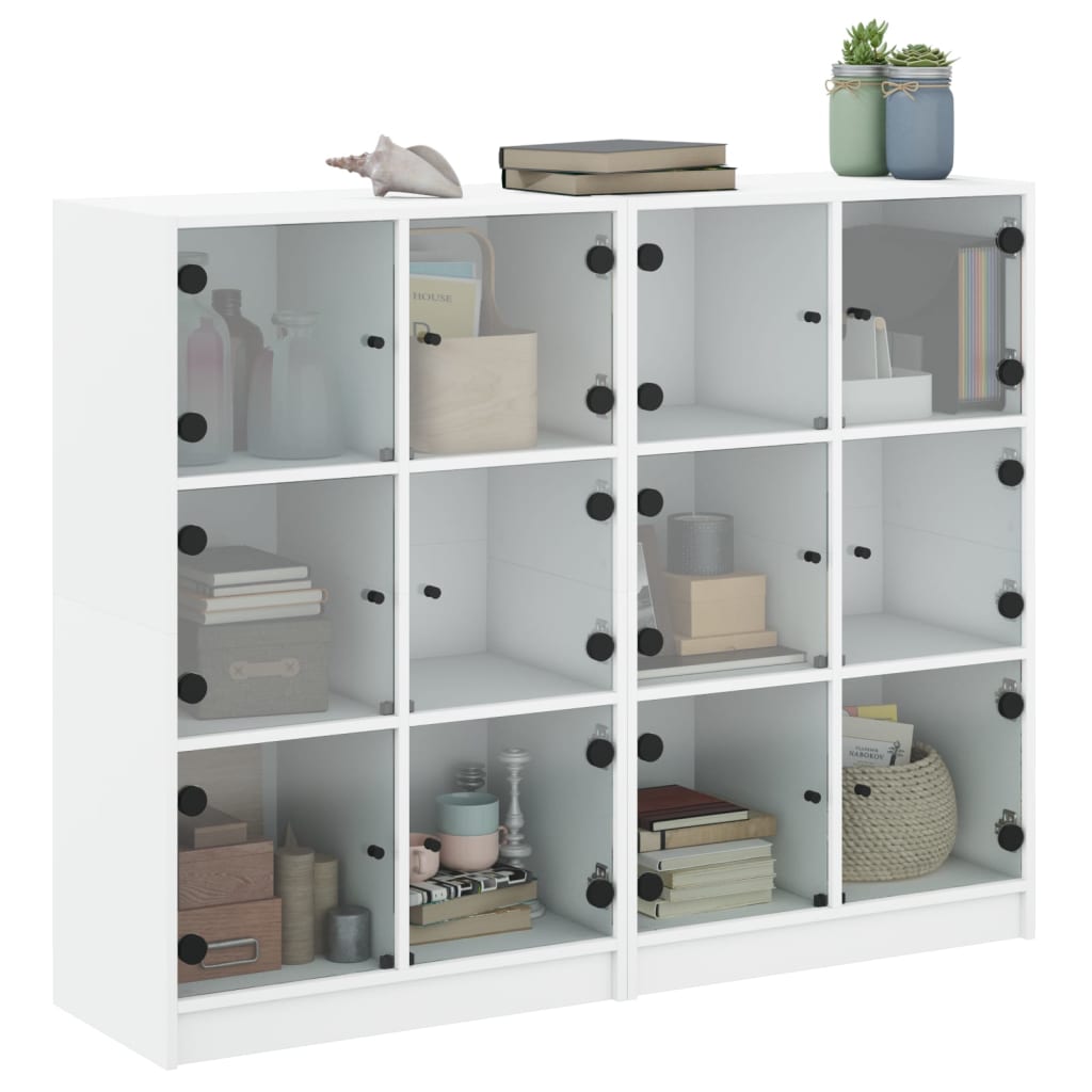 Regal za knjige s vratima bijeli 136 x 37 x 109 cm drveni