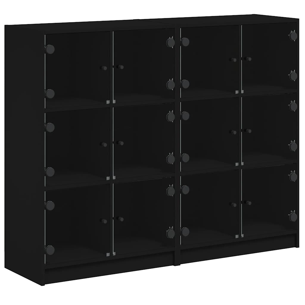 Regal za knjige s vratima crni 136x37x109 cm konstruirano drvo