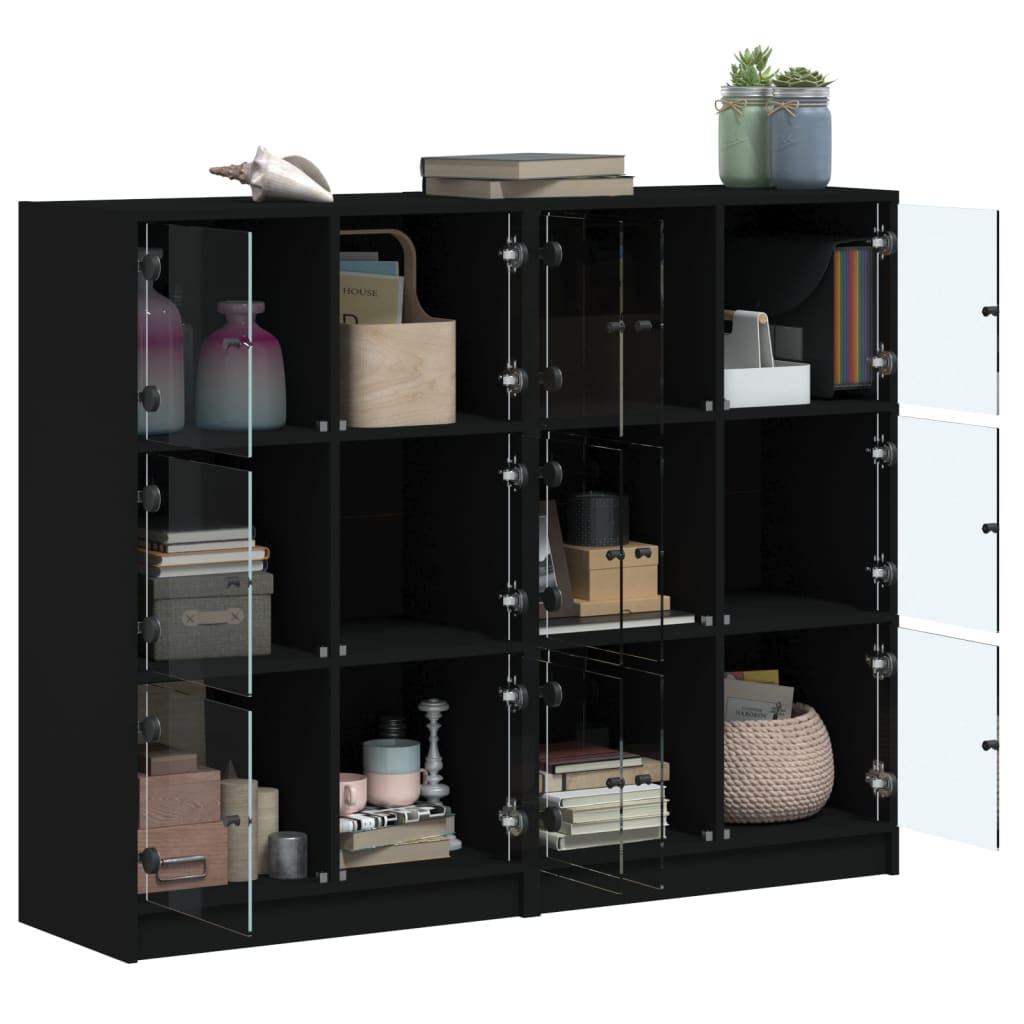 Regal za knjige s vratima crni 136x37x109 cm konstruirano drvo