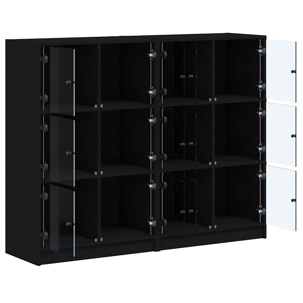 Regal za knjige s vratima crni 136x37x109 cm konstruirano drvo