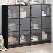 Regal za knjige s vratima crni 136x37x109 cm konstruirano drvo