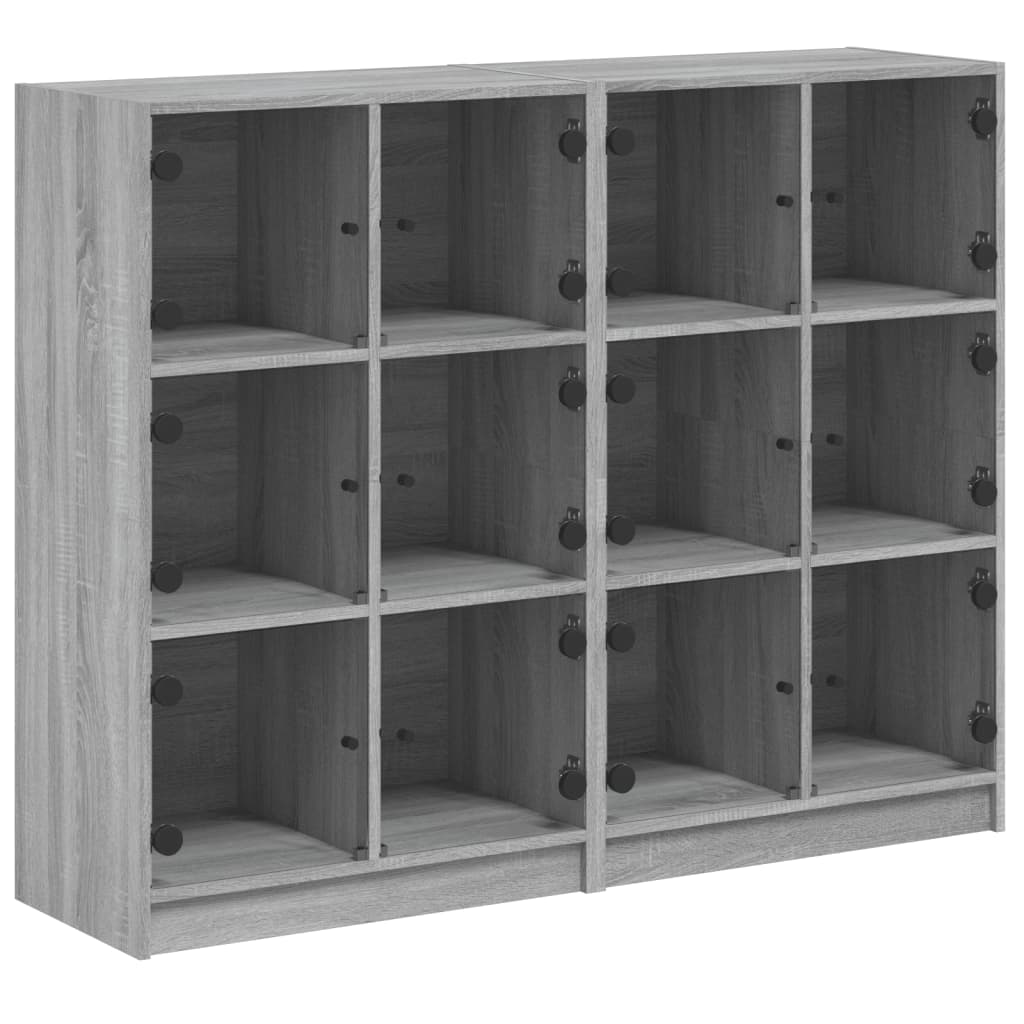 Regal za knjige s vratima siva boja hrasta 136x37x109 cm drveni