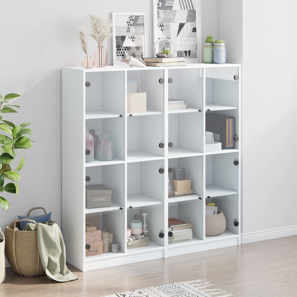 Regal za knjige s vratima bijeli 136 x 37 x 142 cm drveni