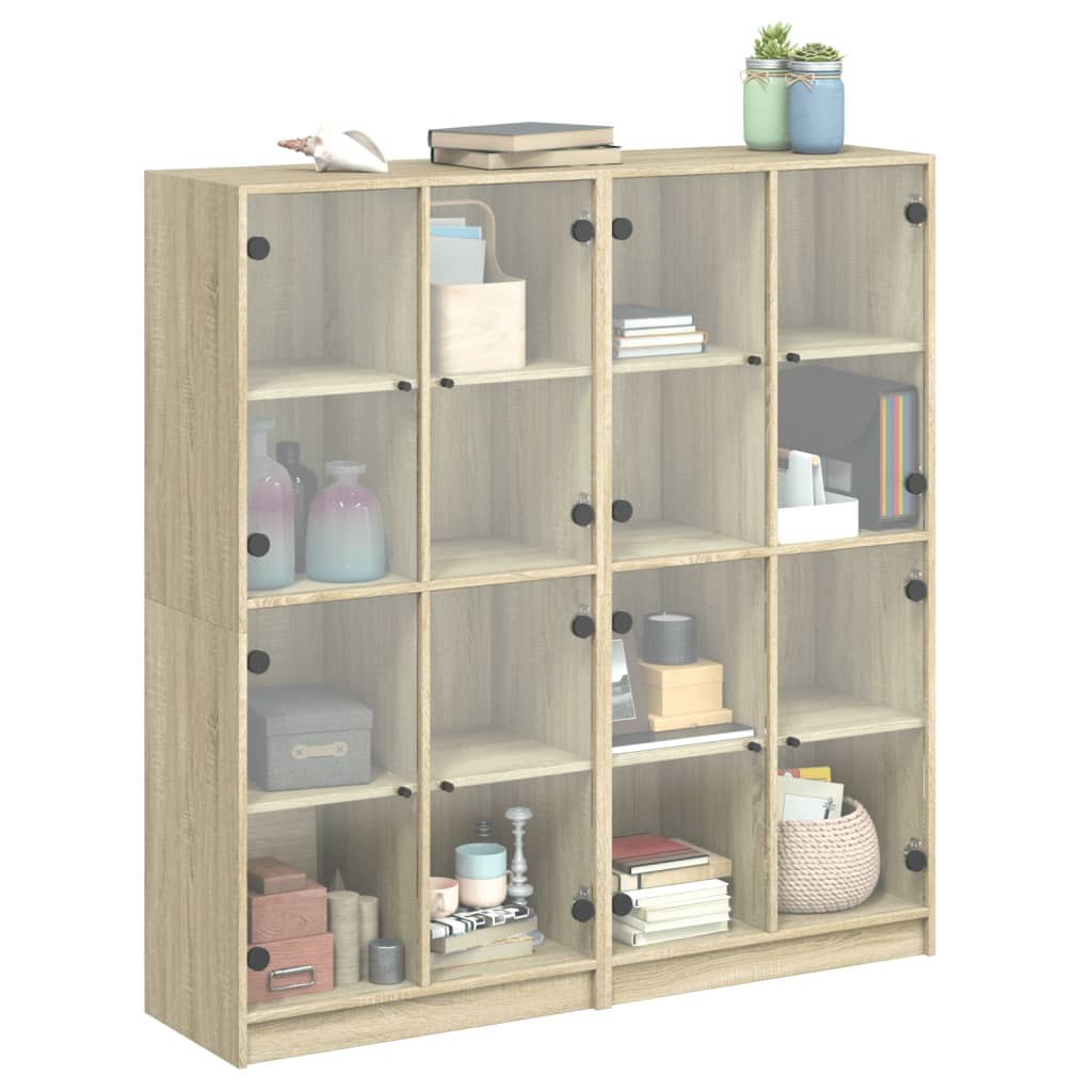 Regal za knjige s vratima boja hrasta 136x37x142 cm drveni