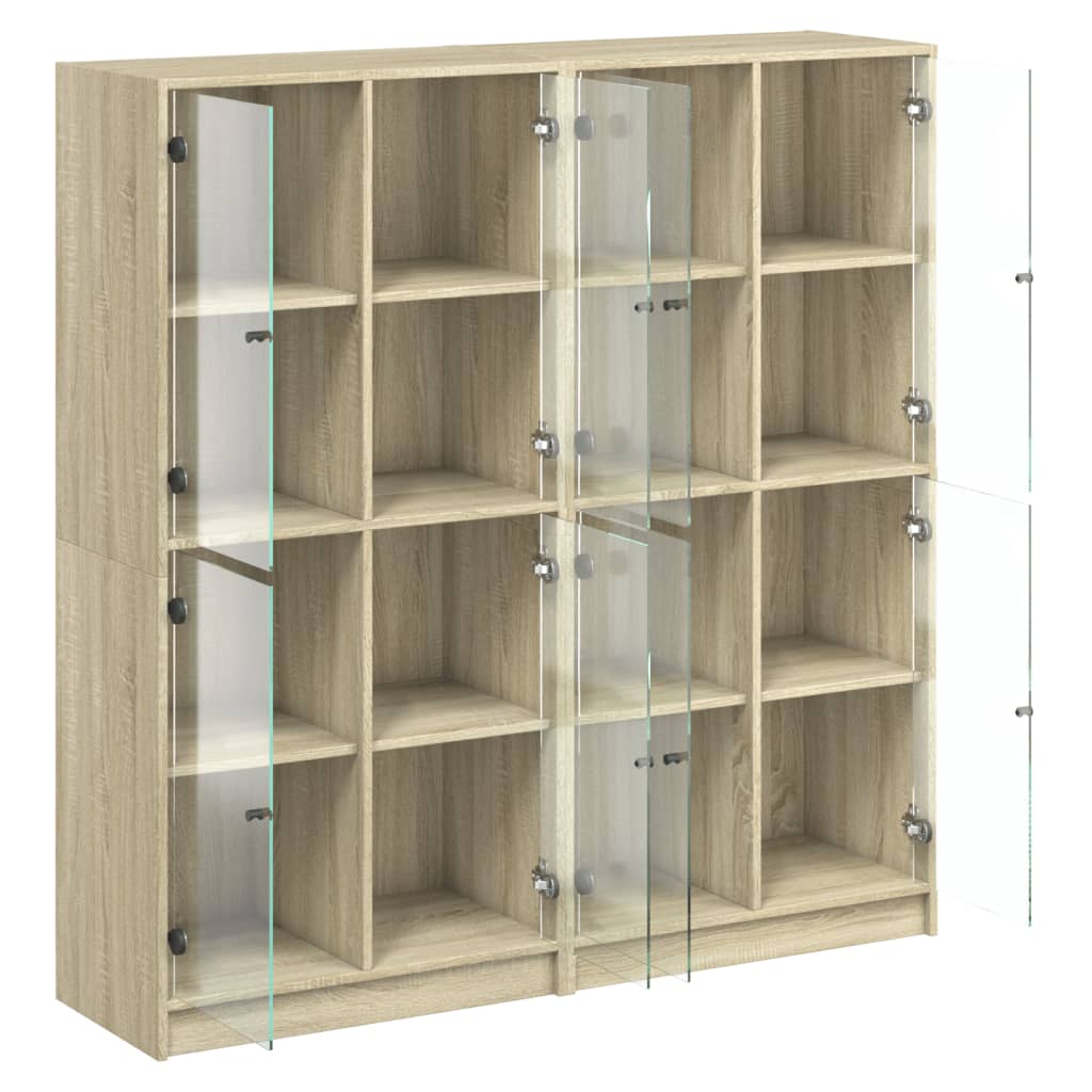 Regal za knjige s vratima boja hrasta 136x37x142 cm drveni