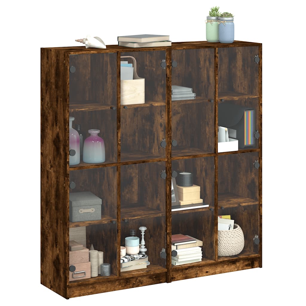 Regal za knjige s vratima boja hrasta 136x37x142 cm drveni