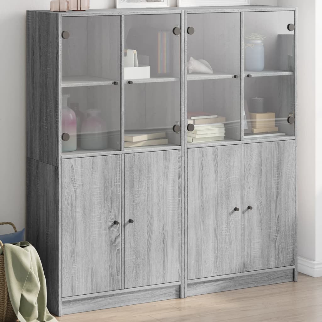 Regal za knjige s vratima boja hrasta 136x37x142 cm drveni