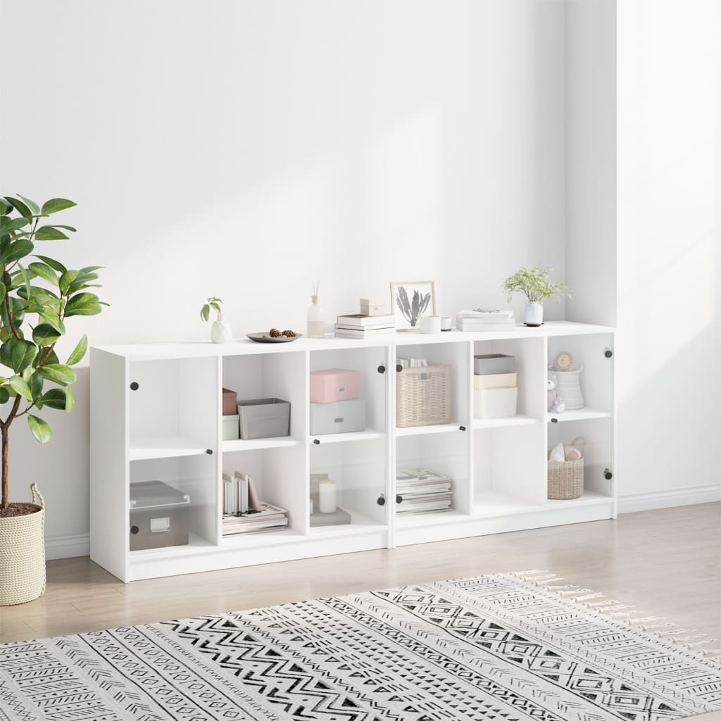 Regal za knjige s vratima bijeli 204x37x75 cm konstruirano drvo