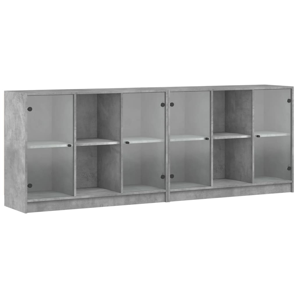 Regal za knjige s vratima boja betona 204 x 37 x 75 cm drveni