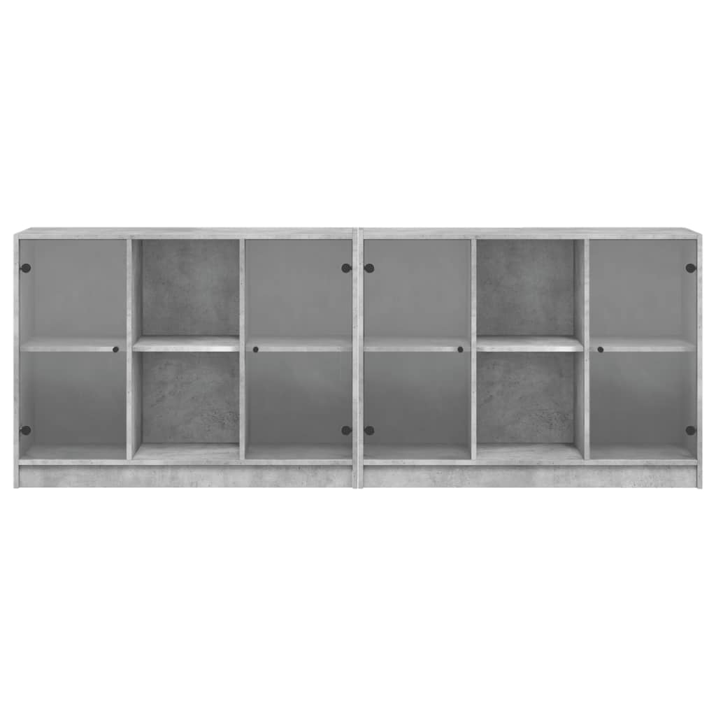 Regal za knjige s vratima boja betona 204 x 37 x 75 cm drveni