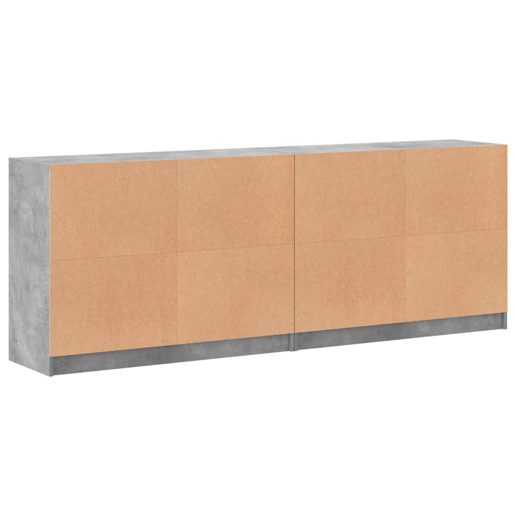 Regal za knjige s vratima boja betona 204 x 37 x 75 cm drveni