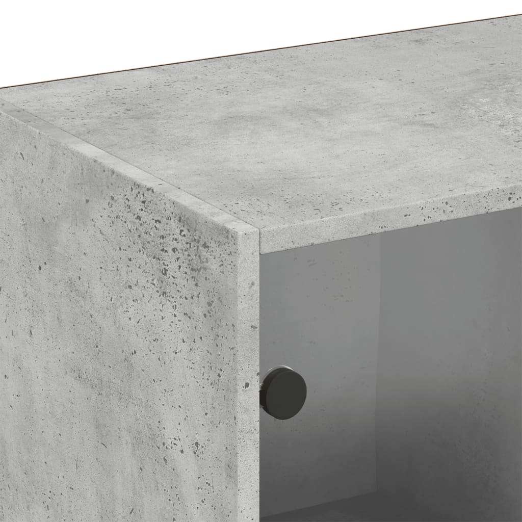 Regal za knjige s vratima boja betona 204 x 37 x 75 cm drveni