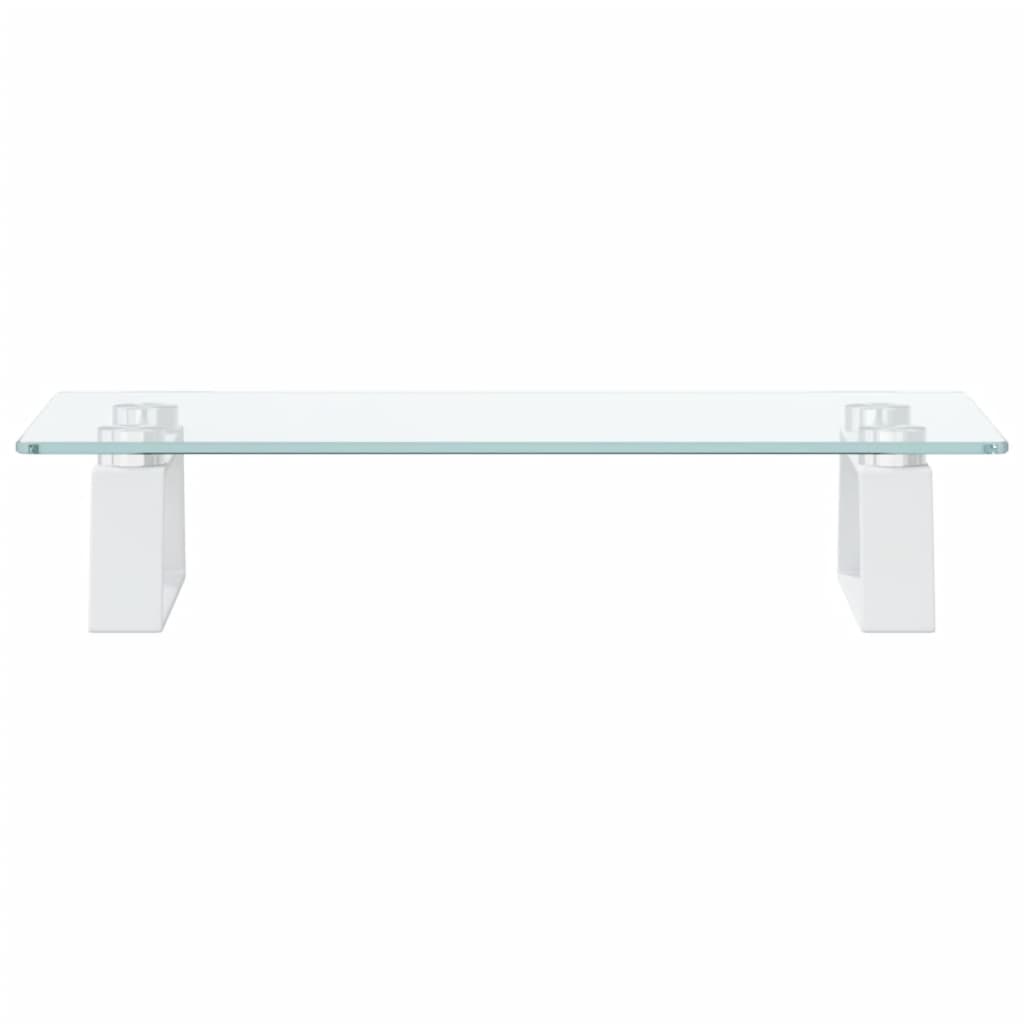 Stalak za monitor bijeli 40 x 20 x 8 cm kaljeno staklo i metal