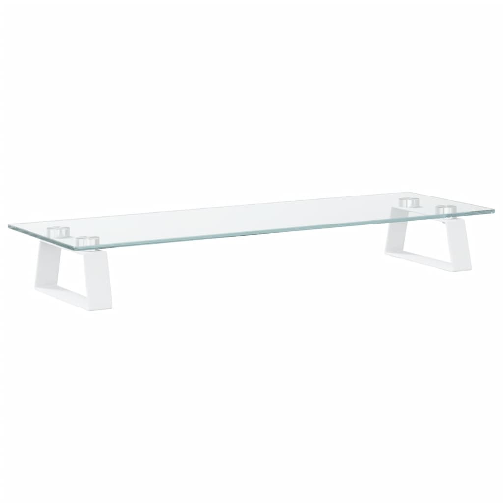 Stalak za monitor bijeli 60 x 20 x 8 cm kaljeno staklo i metal
