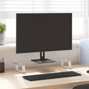 Stalak za monitor bijeli 60 x 20 x 8 cm kaljeno staklo i metal