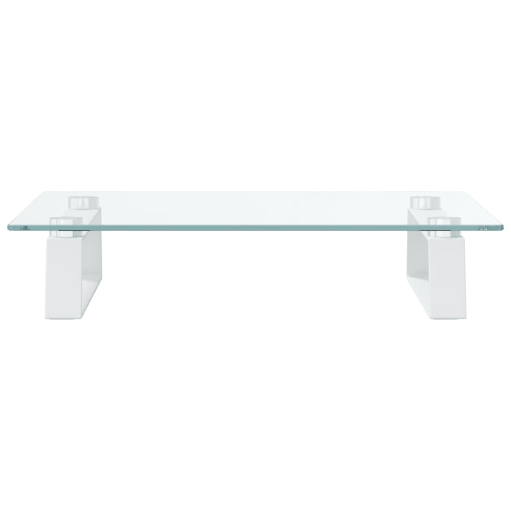 Stalak za monitor bijeli 40x35x8 cm kaljeno staklo i metal