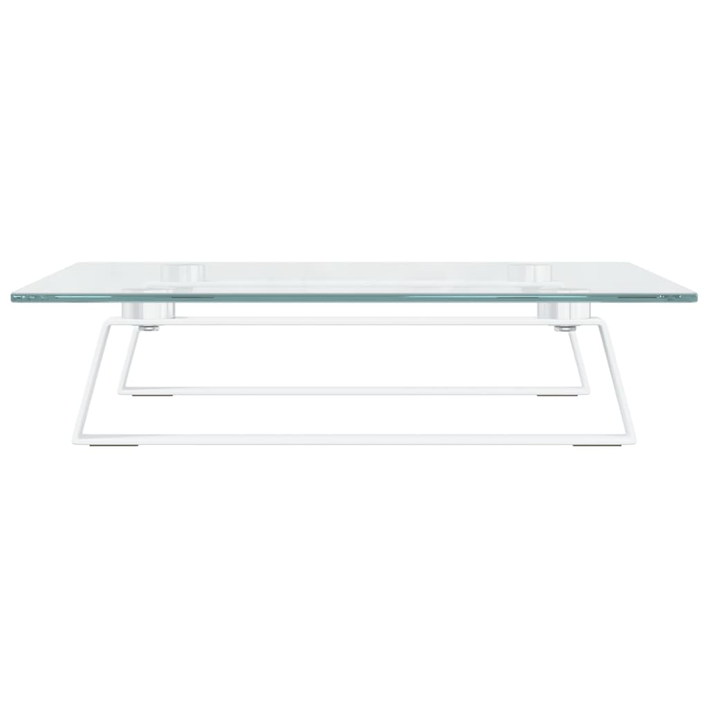 Stalak za monitor bijeli 40x35x8 cm kaljeno staklo i metal
