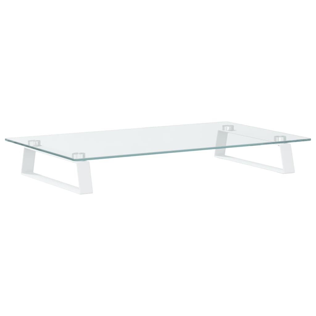 Stalak za monitor bijeli 60 x 35 x 8 cm kaljeno staklo i metal