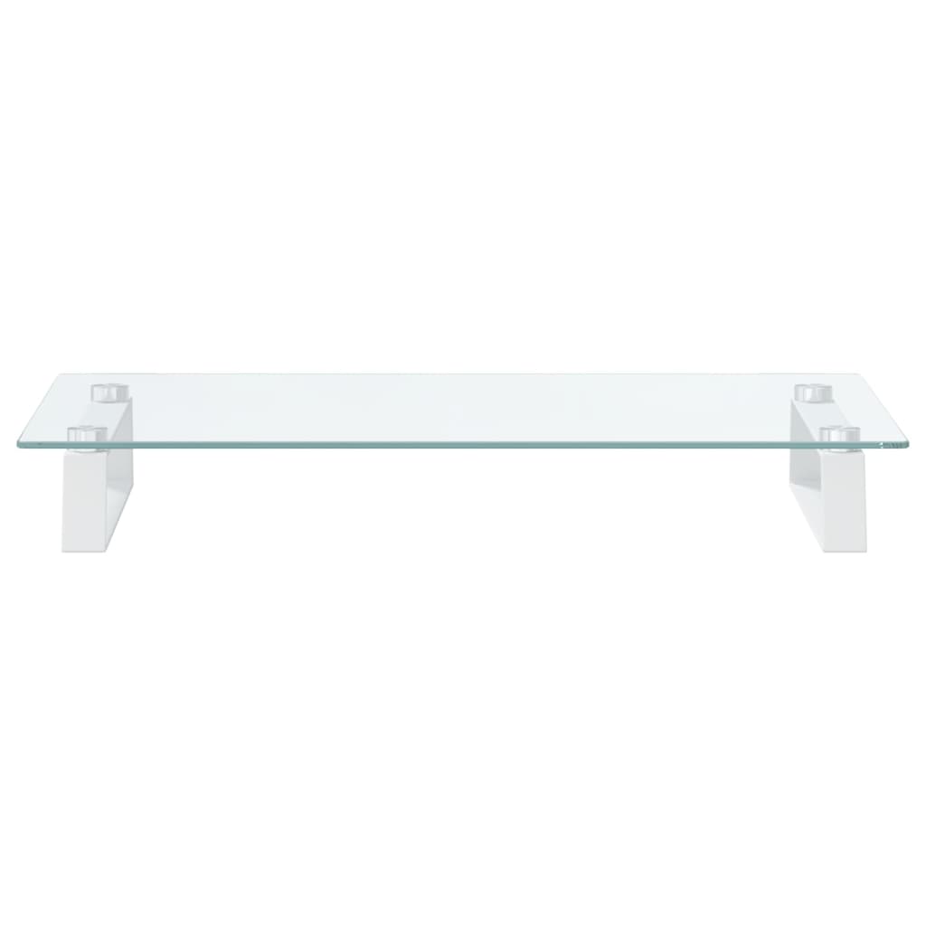 Stalak za monitor bijeli 60 x 35 x 8 cm kaljeno staklo i metal