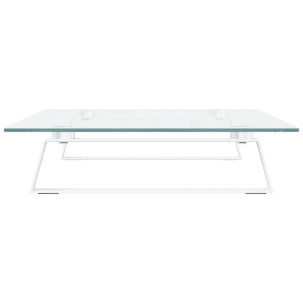 Stalak za monitor bijeli 60 x 35 x 8 cm kaljeno staklo i metal
