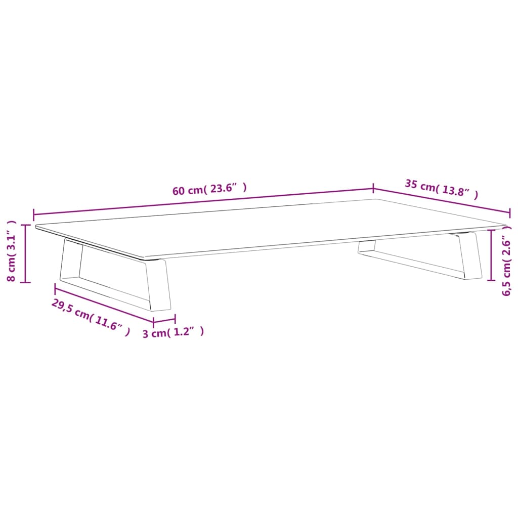 Stalak za monitor bijeli 60 x 35 x 8 cm kaljeno staklo i metal