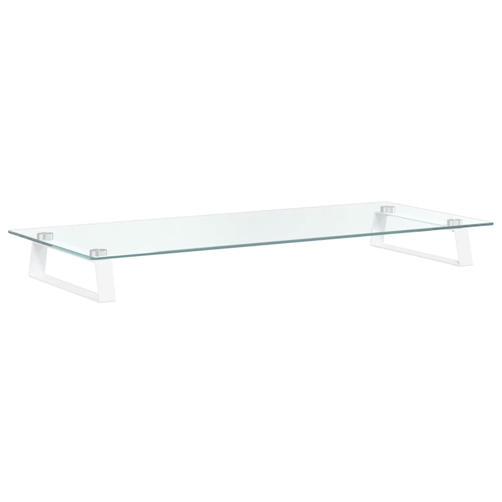 Stalak za monitor bijeli 80x35x8 cm kaljeno staklo i metal