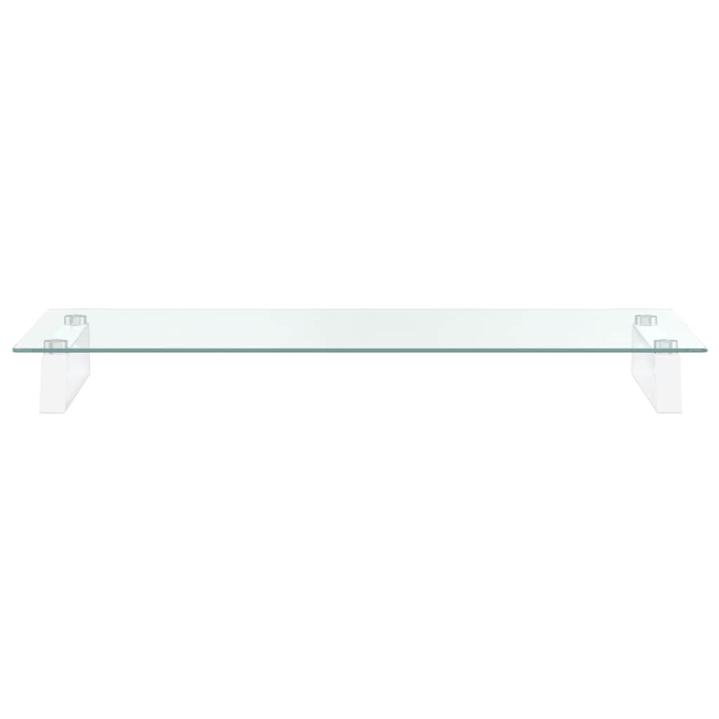 Stalak za monitor bijeli 80x35x8 cm kaljeno staklo i metal