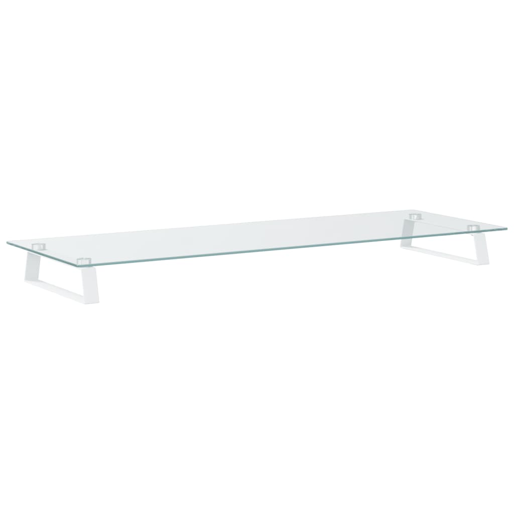 Stalak za monitor bijeli 100x35x8 cm kaljeno staklo i metal