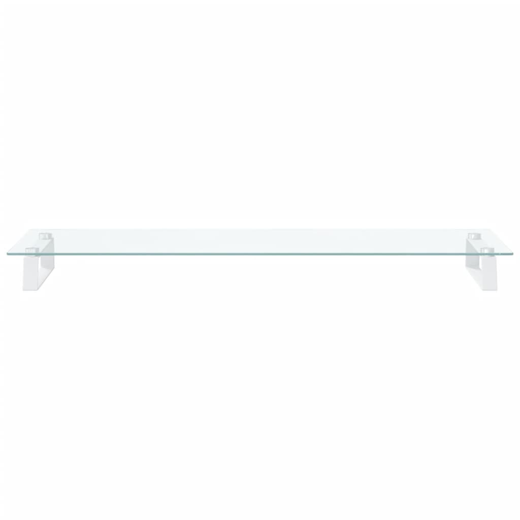 Stalak za monitor bijeli 100x35x8 cm kaljeno staklo i metal